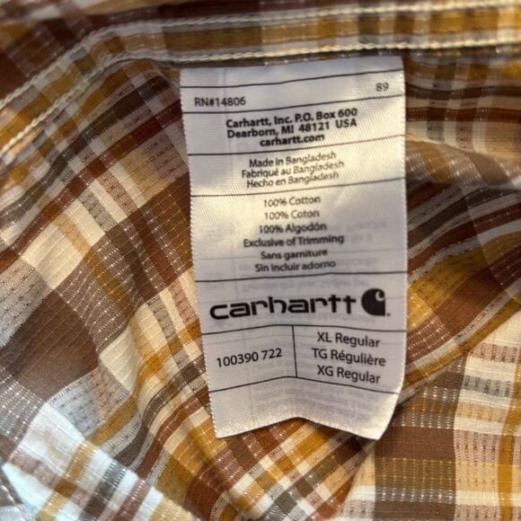 Carhartt Mens SZ XL Rugged Flex Fit Short Sleeve Outdoor Plaid Work Shirt - Picture 5 of 9